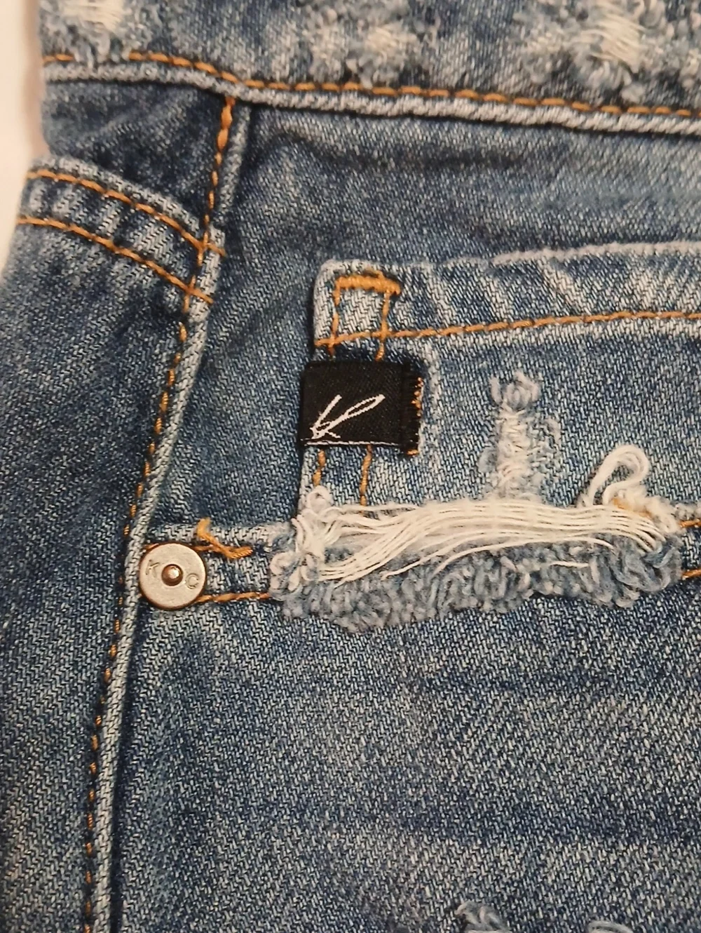 KanKan Denim Distressed Shorts